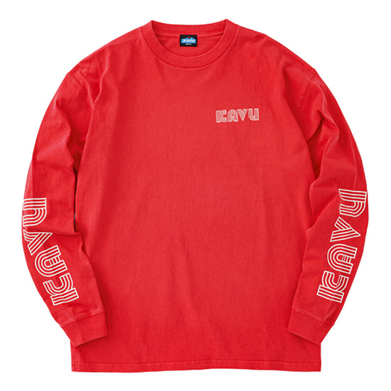 カブー メンズ スリーブプリント ロングスリーブ ピグメントTシャツ